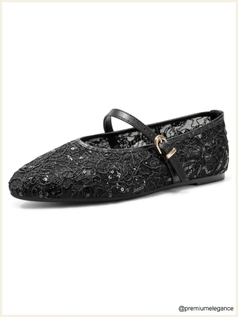 Lace Mesh Ballet Flats Mary Jane Ankle Strap Ballerina Shoes Comfortable Dress